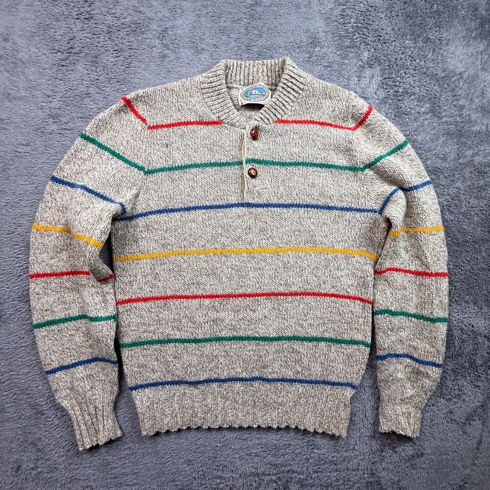 Vintage Environmental Clothing Co Sweater Mens S/M Wool Knit Rainbow Striped